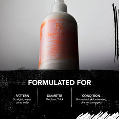 Bumble and bumble spritz on damp hair demonstrating detangling benefit