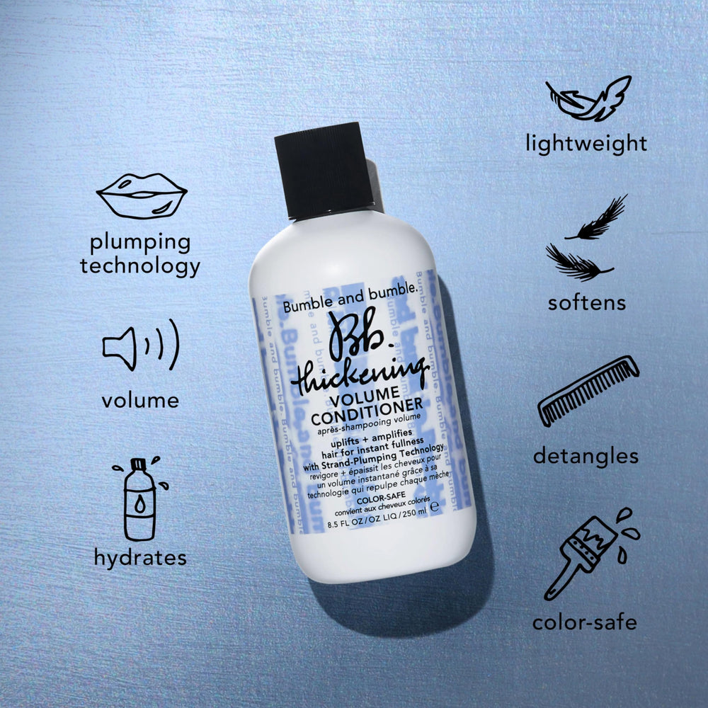 Bumble and bumble Thickening Conditioner pouring to show creamy texture and plumping effect