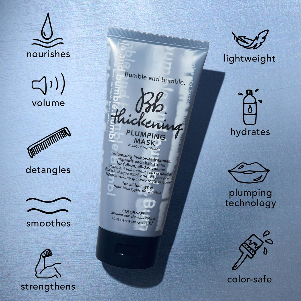 Bumble and bumble mask in shower lifestyle scene for effortless routine benefit