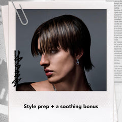 Bumble and bumble bottle on bathroom shelf, convenient daily styling prep