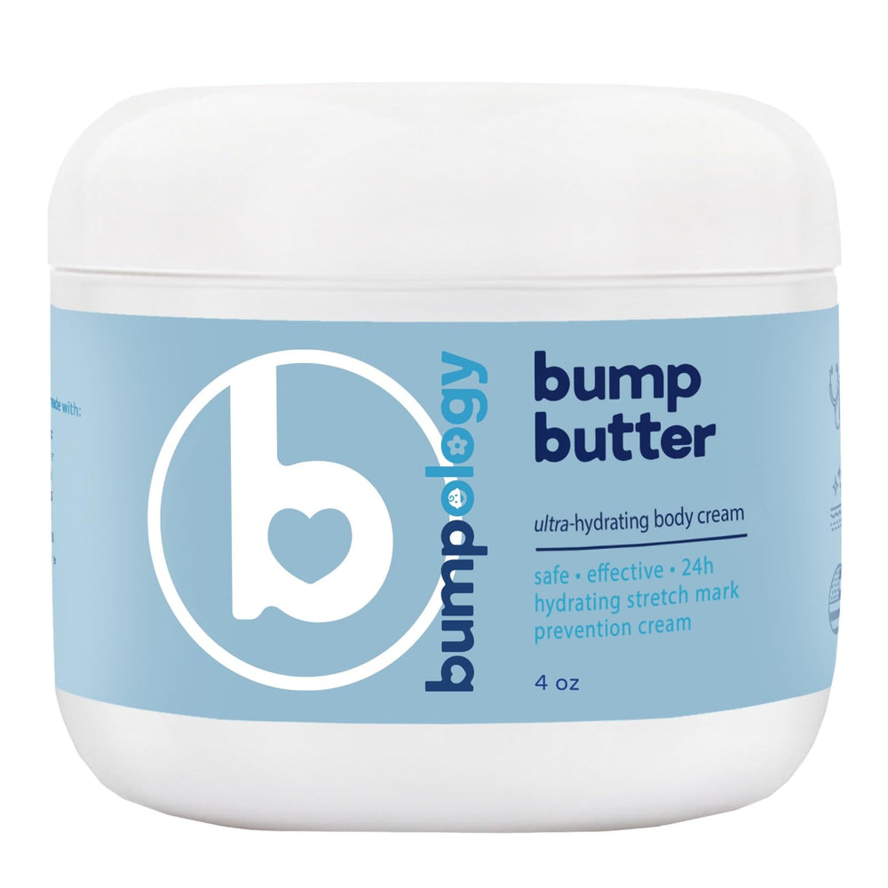 Bumpology jar front label showing product and benefits