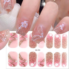 BUNLVDI cherry blossom manicure on nails showing salon-look result