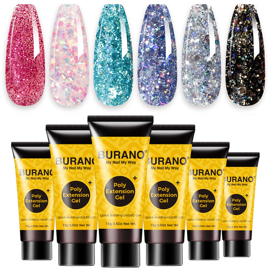 BURANO front box set showing six builder gel pots and gift-ready packaging benefit easy storage