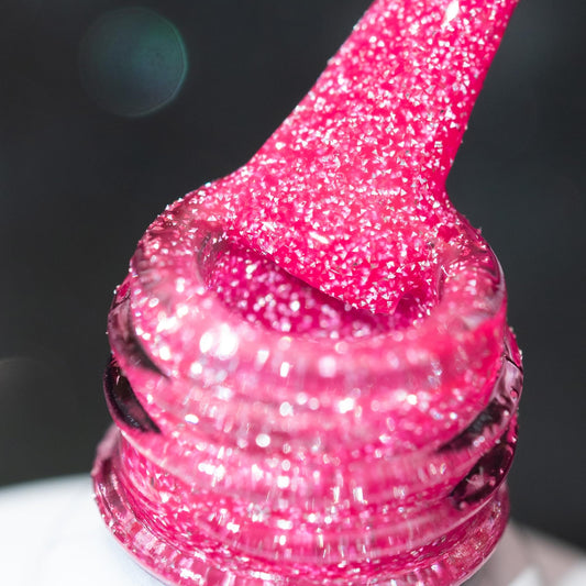 BURANO front bottle shot showing hot pink reflective gel and clear label benefit