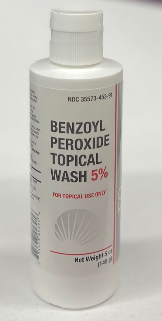BurelPharma front packaging showing 5% benzoyl peroxide and clear benefits