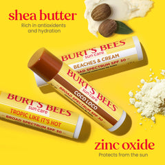 Burt's Bees tube close-up displaying label and easy-glide applicator benefit