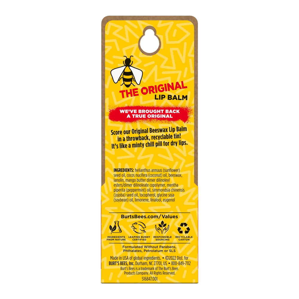 Burt's Bees balm texture close-up in tin highlighting smooth beeswax finish for long-lasting hydration