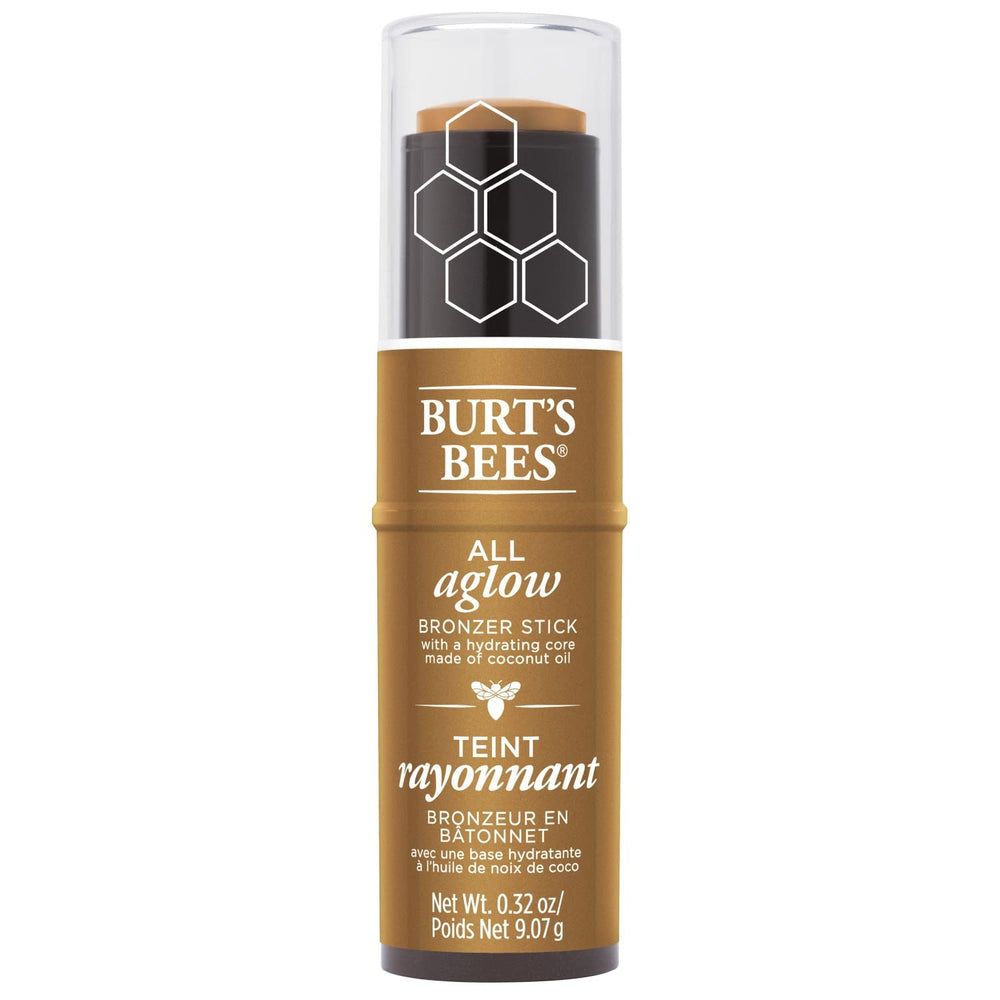 Burt's Bees bronzer stick twisted up revealing product tip for precise application