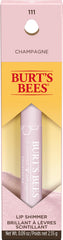 Burt's Bees champagne lip shimmer front tube showing slim packaging and shade