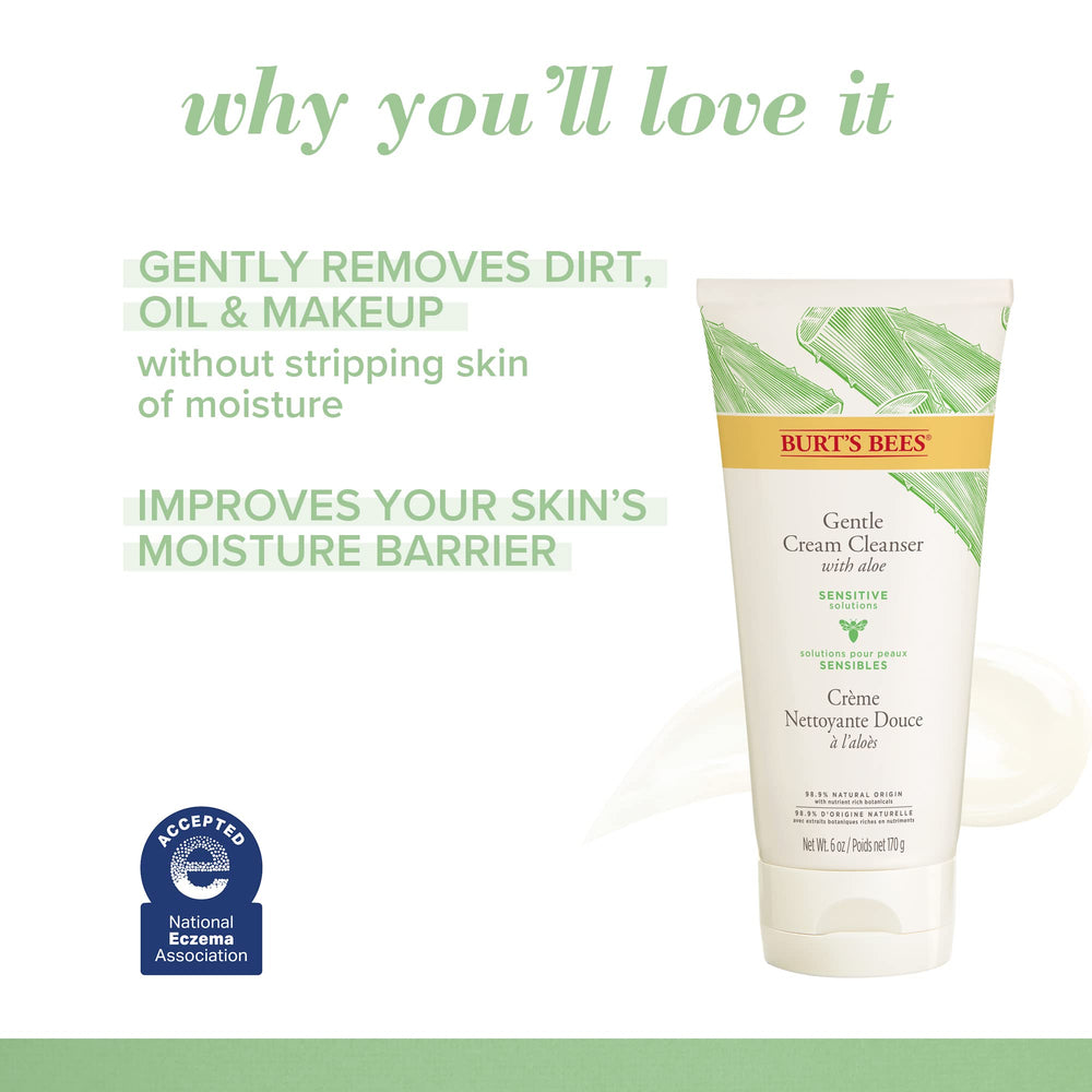 Burt's Bees cleanser being dispensed to fingertips to demonstrate easy application benefit