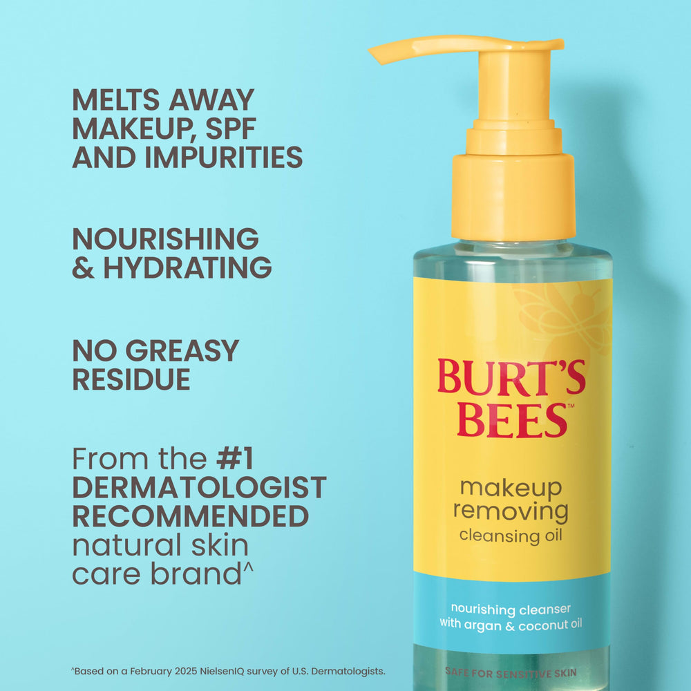 Burt's Bees applied to face removing waterproof makeup for easy cleansing