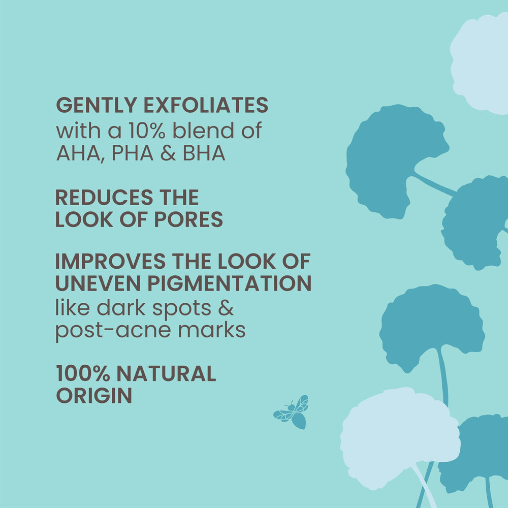 Burt's Bees closeup label highlighting key acids and clean ingredients benefit