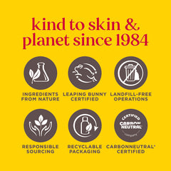 Burt's Bees four tubes arranged to display included flavors and portability benefit