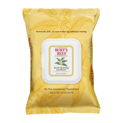 Burt's Bees front pack of white tea facial towelettes showing natural branding and portability