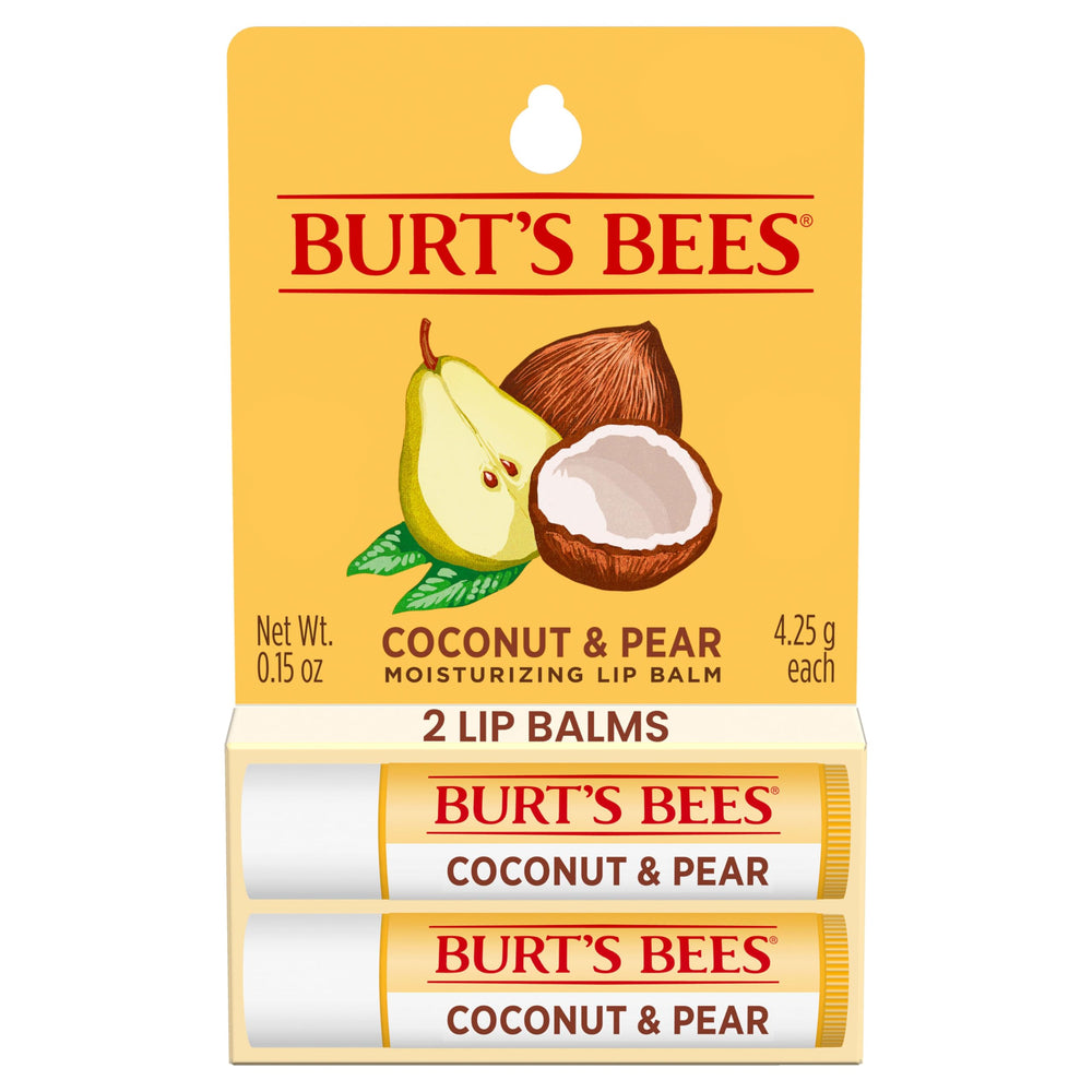 Burt's Bees front packaging showing two tubes and tropical benefit