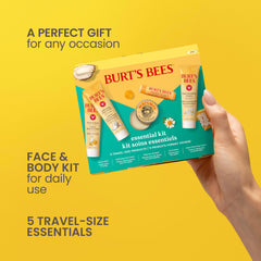Burt's Bees hand salve jar detail showing concentrated care for dry hands benefit