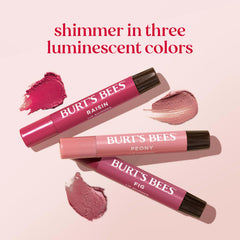 Burt's Bees open tube tip detail illustrating twist-up applicator and clean finish