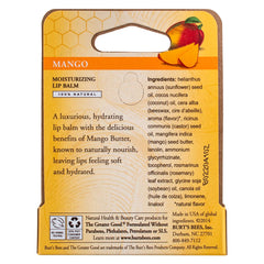 Burt's Bees mango lip balm in use on lips showing quick hydration benefit
