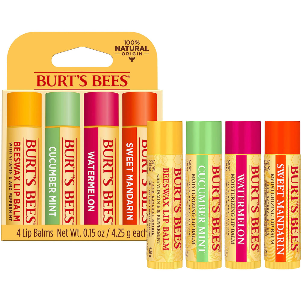 Burt's Bees tube peeking from purse for portable lip care anytime