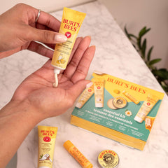 Burt's Bees products inside bathroom travel bag showing grab-and-go routine benefit