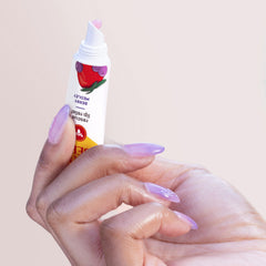 Burt's Bees balm texture swiped on skin demonstrating nonsticky hydration