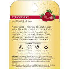 Burt's Bees beeswax and strawberries flatlay emphasizing natural fruit extracts