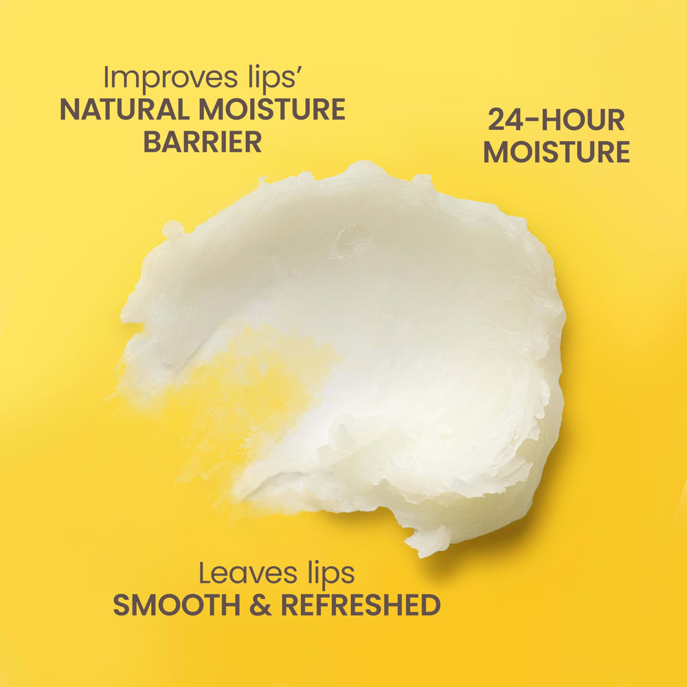 Burt's Bees texture swiped on lips illustrating moisturizing, non-greasy finish