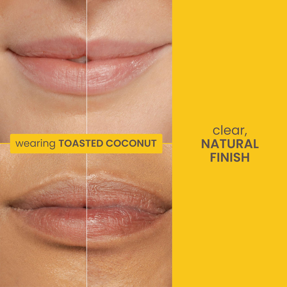 Burt's Bees lip milk applied on lips for smooth hydrated finish