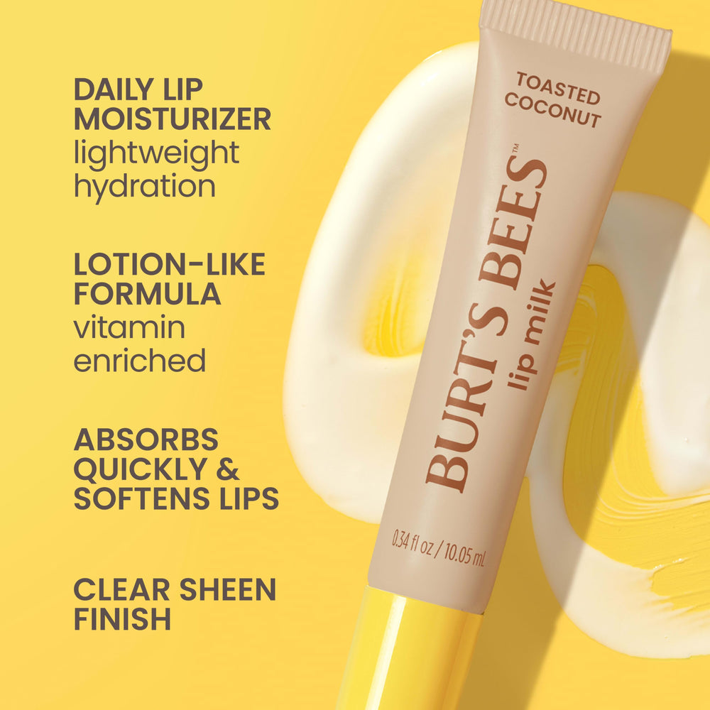 Burt's Bees open cap showing creamy milky texture that absorbs quickly
