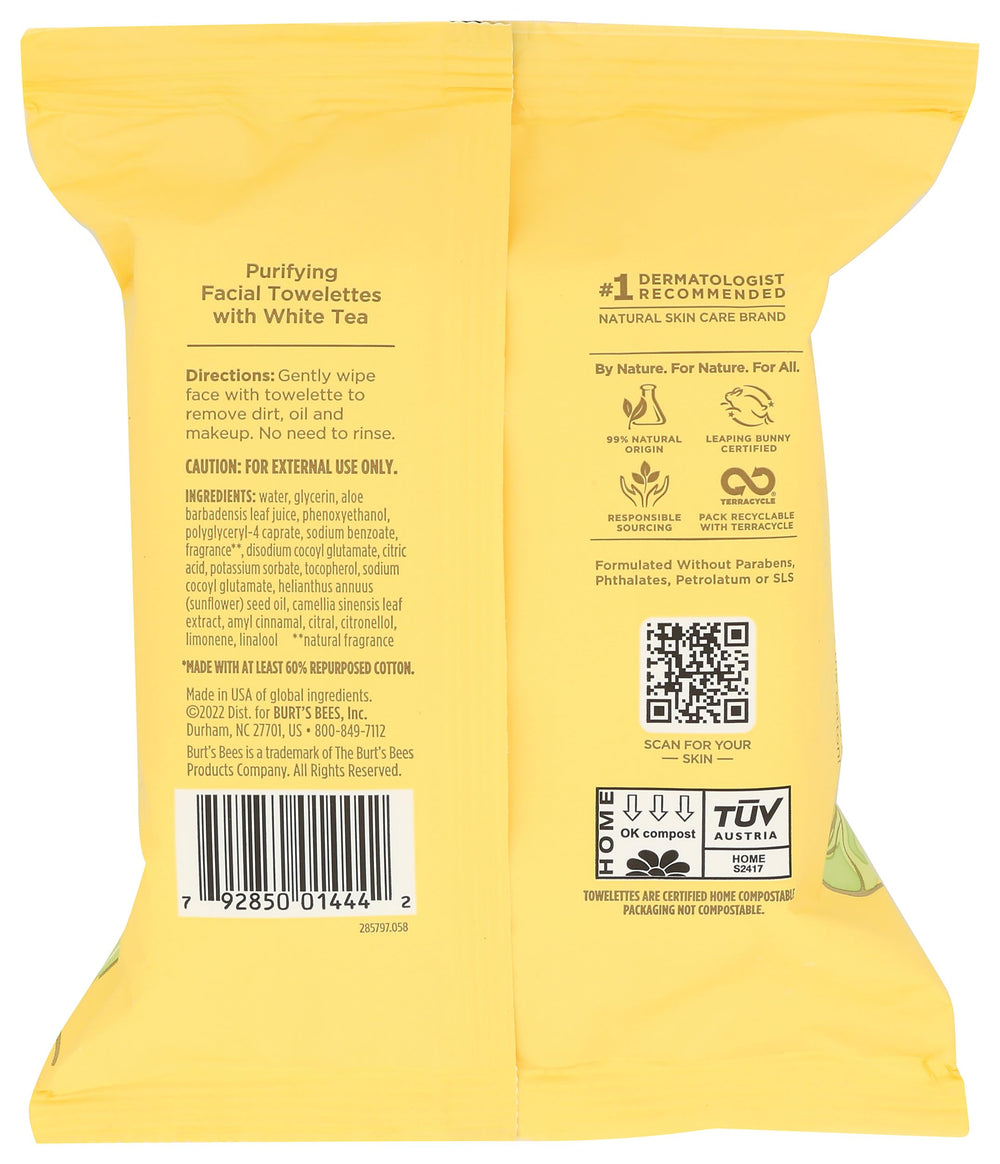 Burt's Bees open pack with a single towelette for quick access
