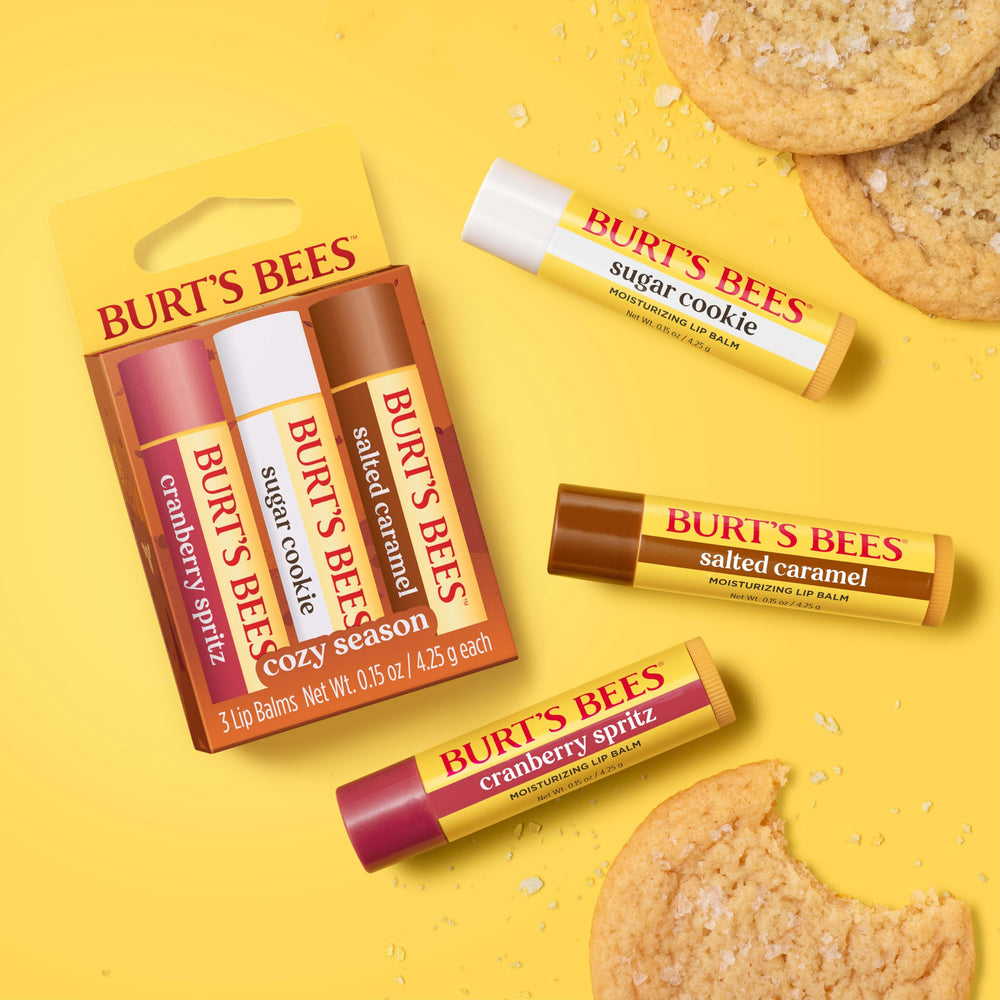 Burt's Bees tube inside a purse showing portable size and on-the-go care