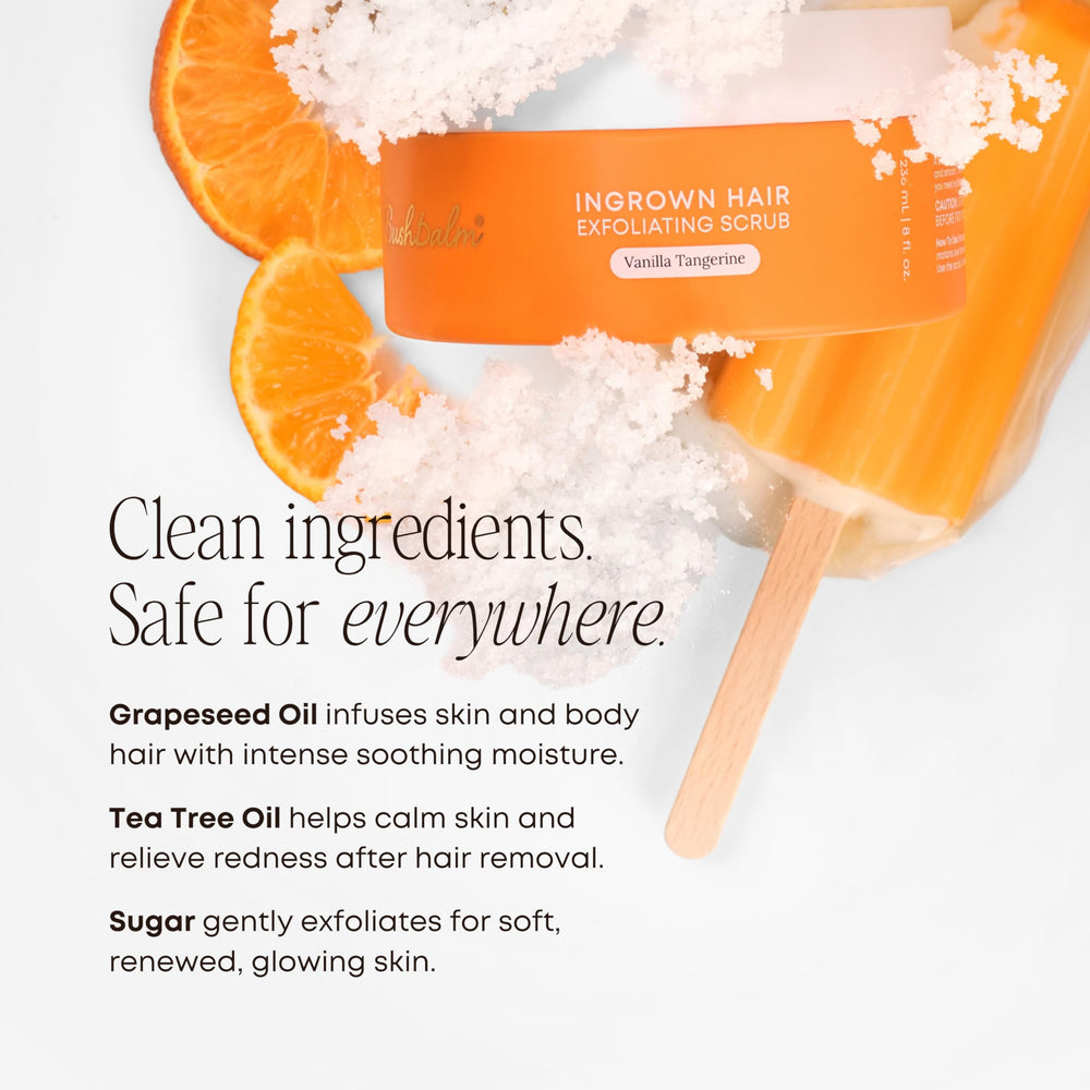 Bushbalm applied to leg demonstrating smoother skin benefits