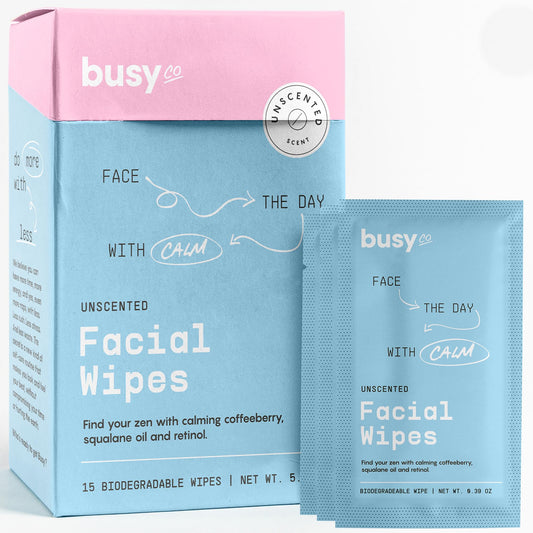 BUSYCO front packaging showing Calm Line 15-count and unscented benefit
