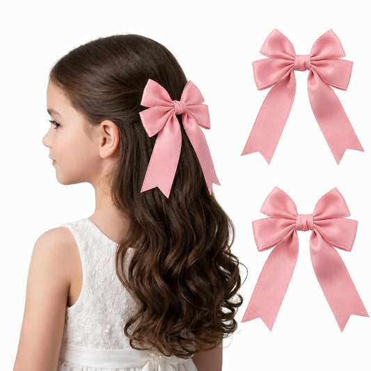 BuyaCraft front view of two pink bows showing shape and color benefit: easy styling