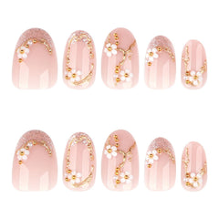 Byeokip close-up of 3D flower and gold French detail, highlights textured floral accents
