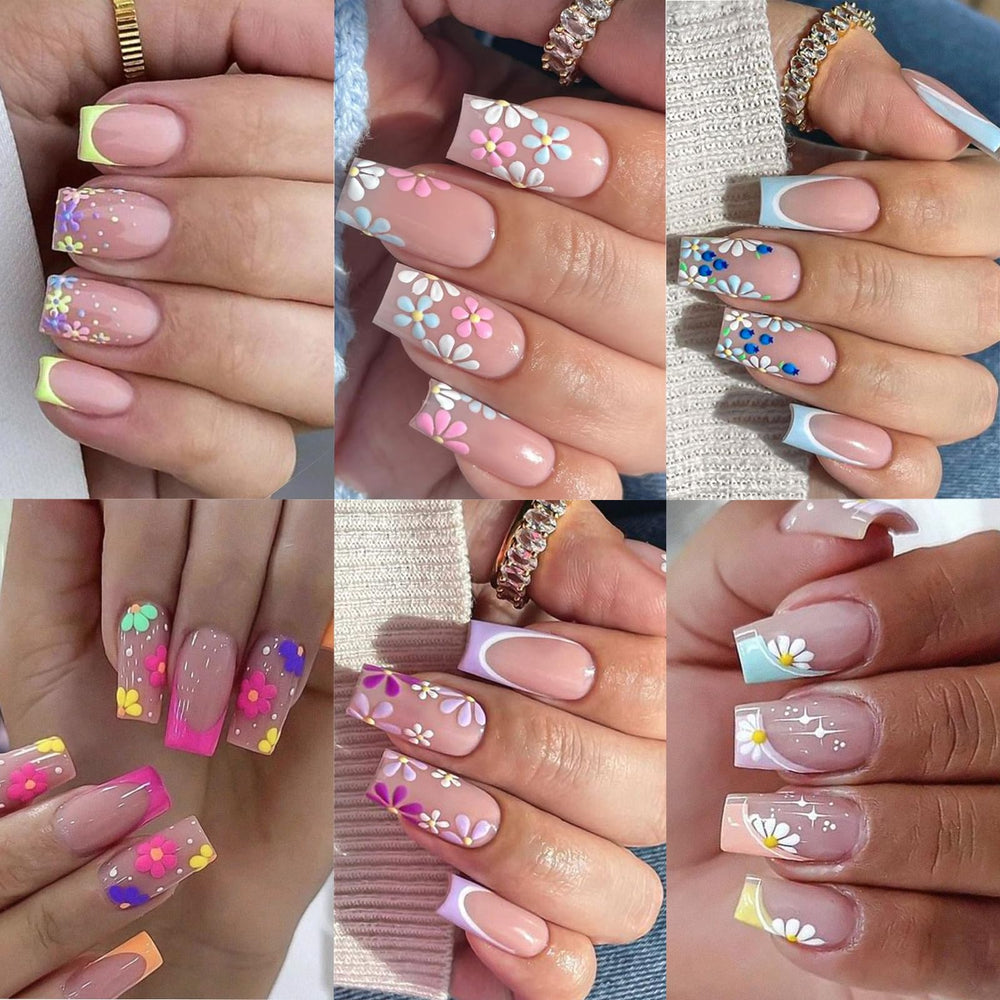BYETOCE front packaging showing 6-pack press-on nail collection and quick benefits