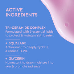 BYOMA hydrating serum texture close-up with a clear drop forming, showing quick absorption