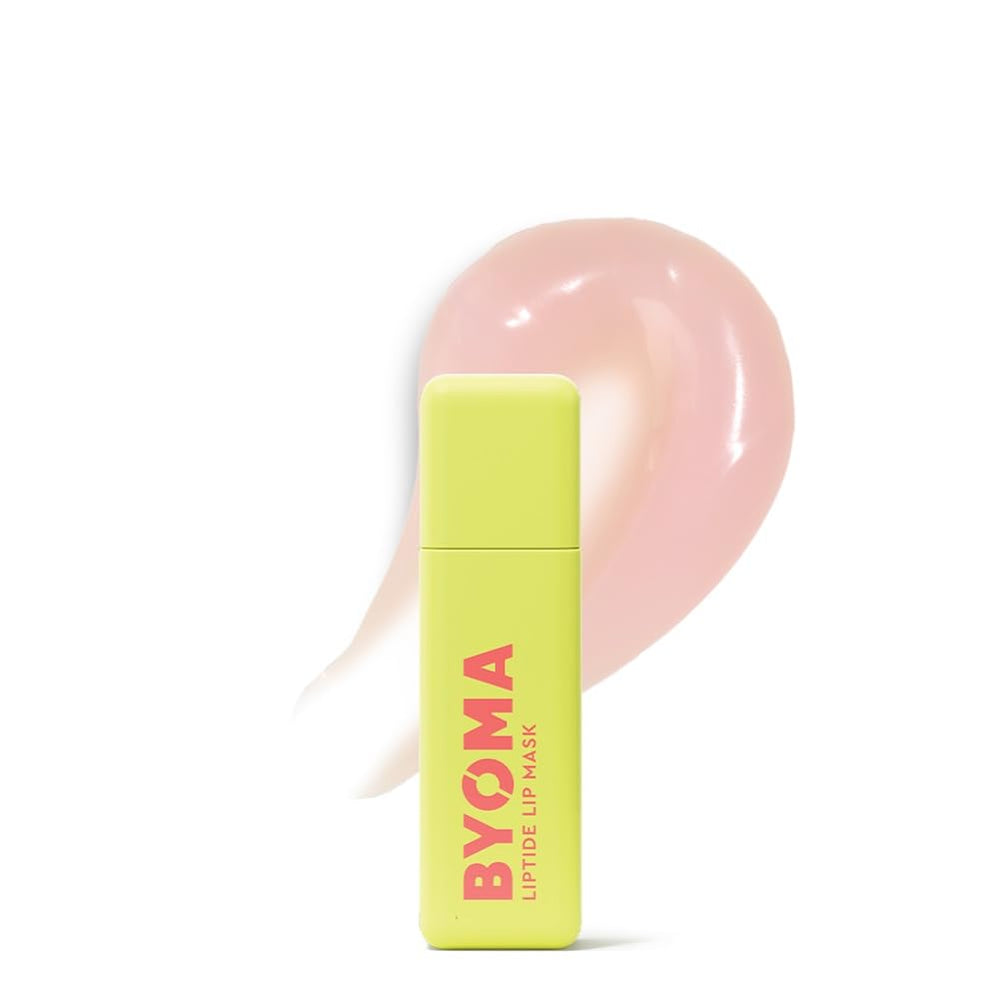 BYOMA Liptide lip mask front jar view showing packaging and compact size for travel
