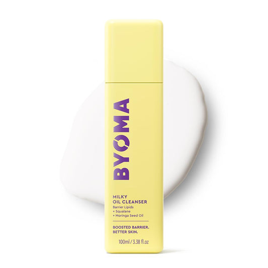 BYOMA front bottle view showing cleanser and clean branding benefits
