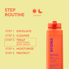 BYOMA serum applied to upper arm showing refined texture and smoother look