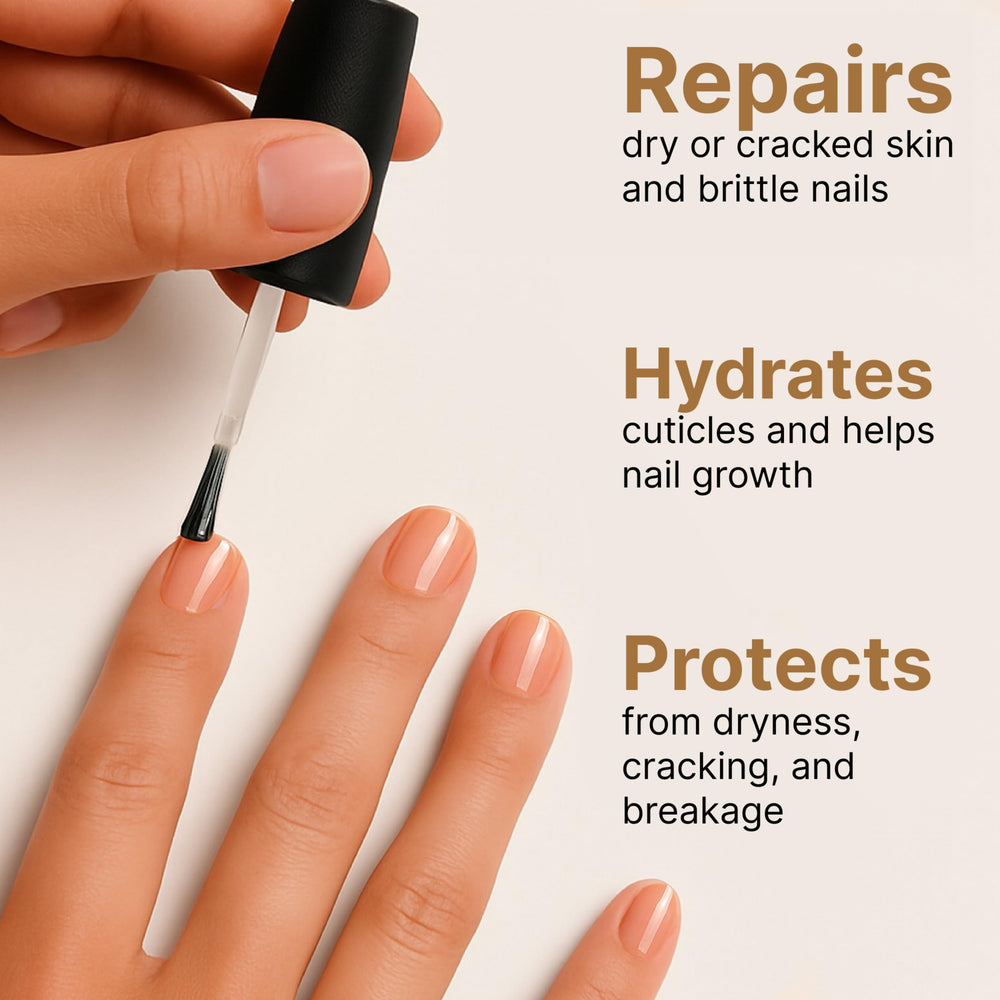 C CARE oil texture close-up showing lightweight, non-greasy absorption
