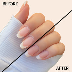 C CARE before and after nails showing stronger, shinier healthier-looking nails