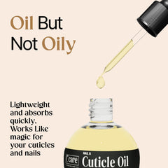 C CARE oil texture closeup highlighting lightweight, non-greasy absorption benefit