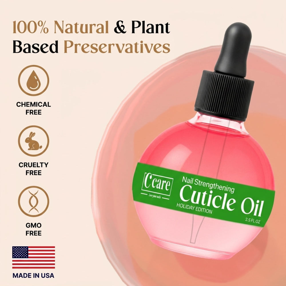 C CARE oil texture close-up illustrating lightweight, fast-absorbing formula