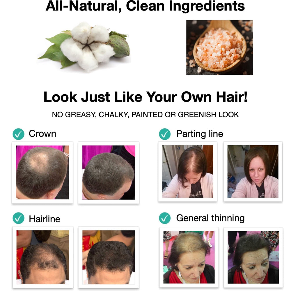 Shampoo rinse removing Caboki fibers showing easy washout benefit