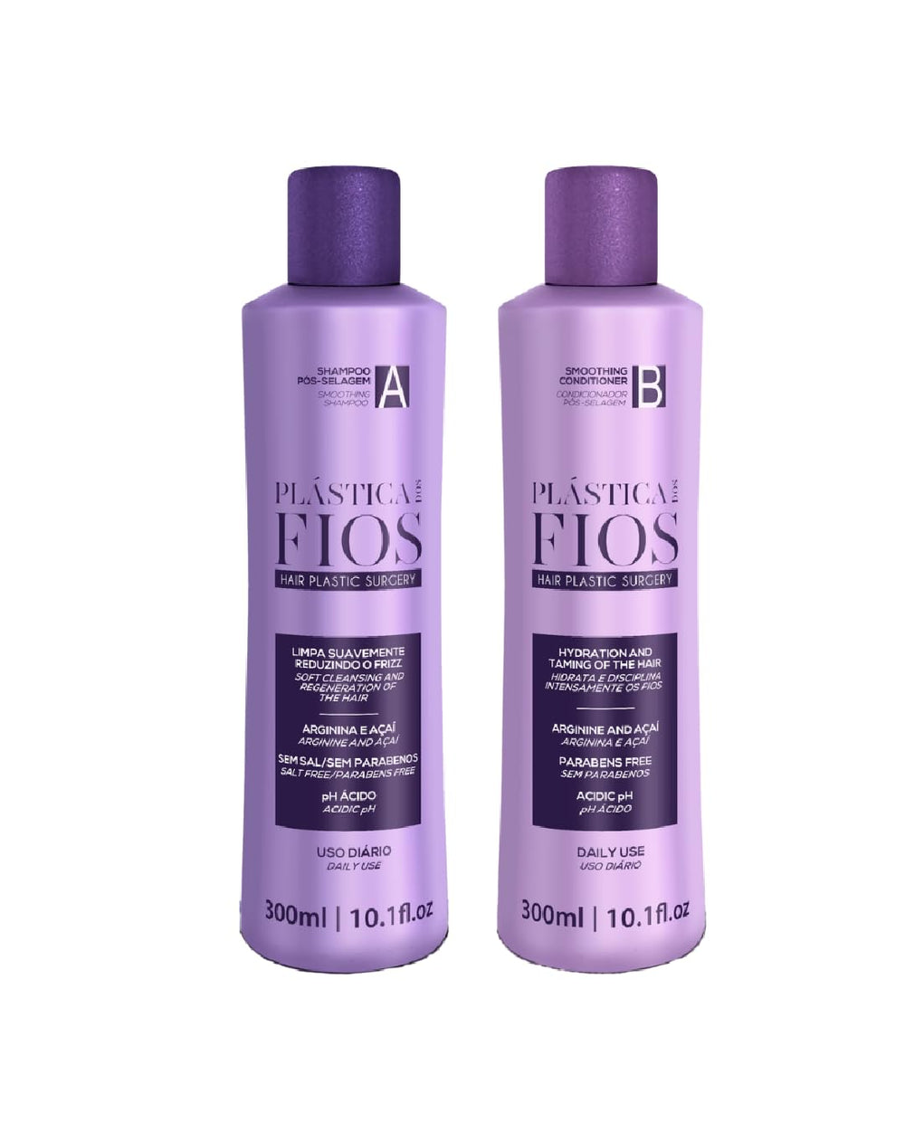 CADIVEU Plastica Dos Fios front bottles showing kit benefits and size