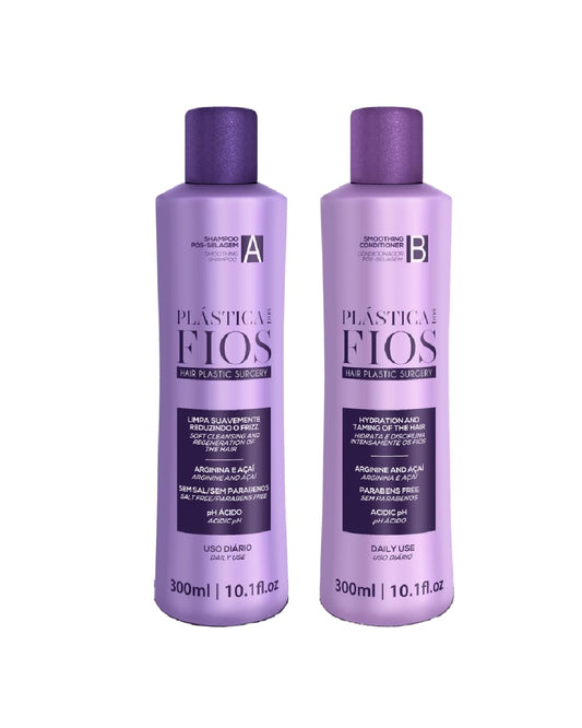 CADIVEU Plastica Dos Fios front bottles showing kit benefits and size