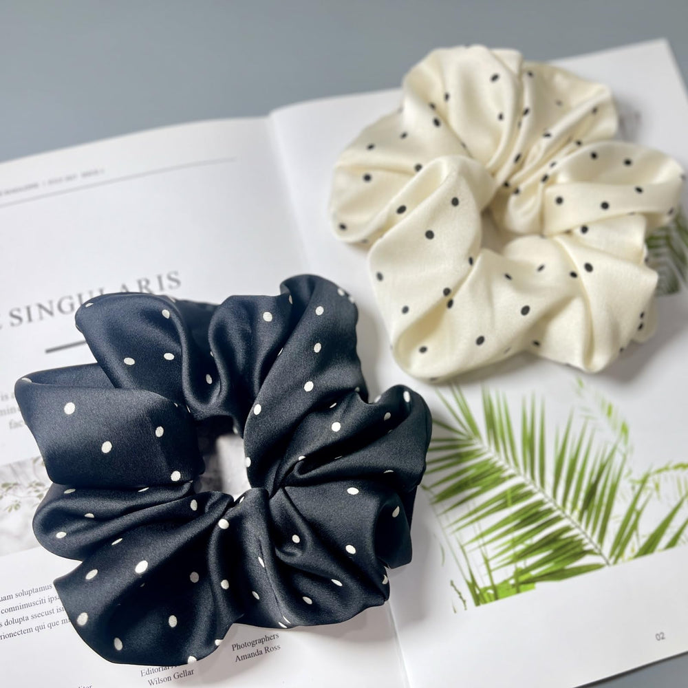 CAFUDEYE scrunchie securing thick ponytail for secure, crease-free style