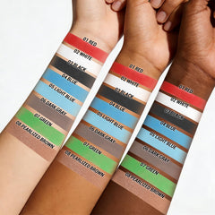 CAHOTO swatch of black matte on arm, displays intense pigment payoff