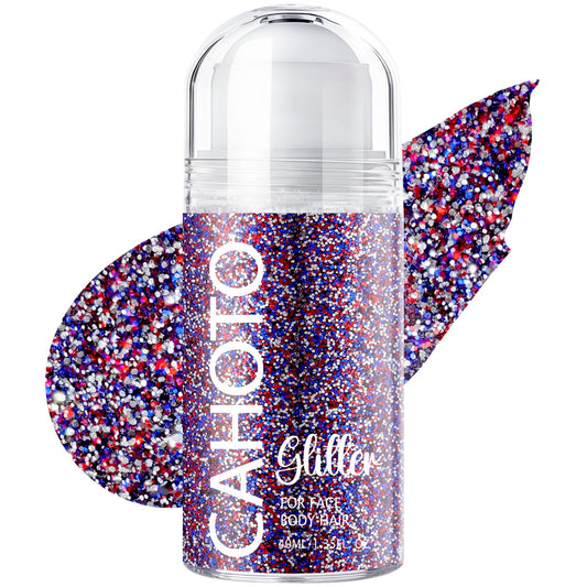 CAHOTO front tube showing red white blue glitter and easy identification benefit